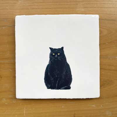 Black Cat- Vintage Style Tile