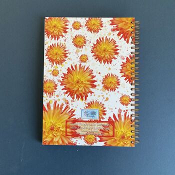 Carnet Dhalia A5 pages unies - Carnet dhali orange - joli carnet fleuri 4