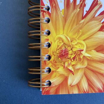Carnet Dhalia A5 pages unies - Carnet dhali orange - joli carnet fleuri 6