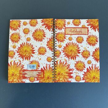 Carnet Dhalia A5 pages unies - Carnet dhali orange - joli carnet fleuri 7