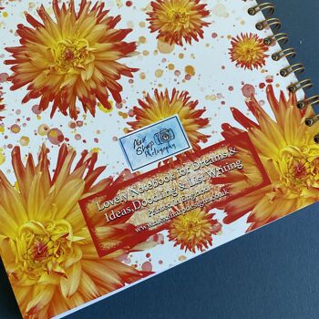 Carnet Dhalia A5 pages unies - Carnet dhali orange - joli carnet fleuri 8