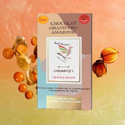 Grand Cru de chocolate negro crudo AMAZONIE 80% Physalis