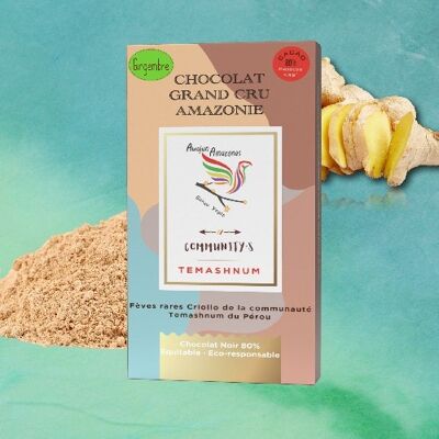 Dark chocolate Grand Cru raw AMAZONIA 80% Ginger