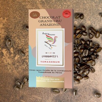 Dark chocolate Grand Cru raw AMAZONIA 80% Coffee nibs