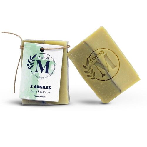 Savon aux 2 Argiles - Verte et Blanche