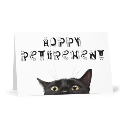 Retirement card with black cat, happy retirement card from the cat! - Card blank inside