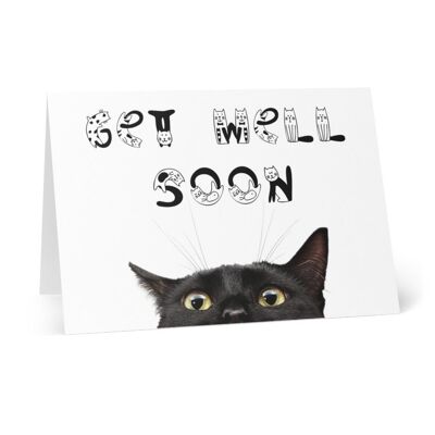 Get well soon card with black cat - Card blank inside (991968400-0)