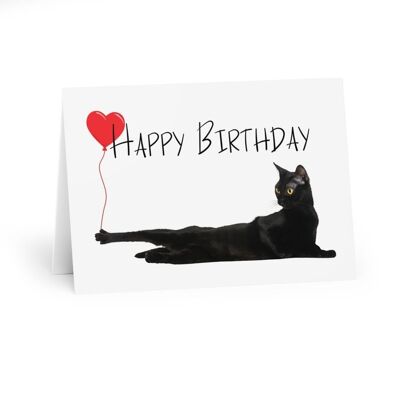 Happy Birthday card with cats, black cat birthday card, greeting card cat - Card blank inside (1168313072-0)
