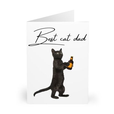 Best Cat Dad greeting card, father's day card with cats on, black cat father - Card blank inside (1213469819-0)