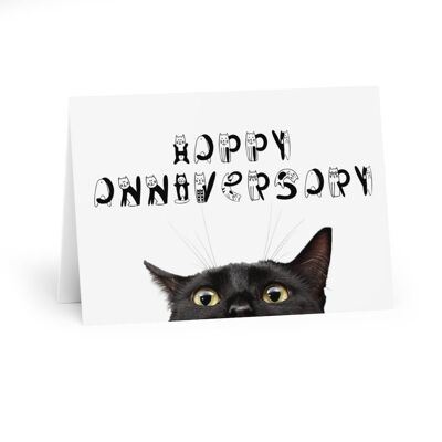 Happy Anniversary card with cats, black cat Anniversary card, greeting card cat - Card blank inside