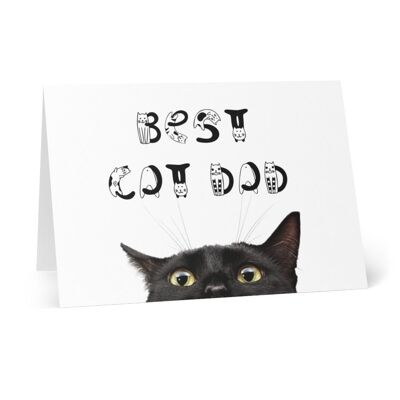 Best Cat Dad greeting card, father's day card with cats on, black cat father - Card blank inside (992009718-0)