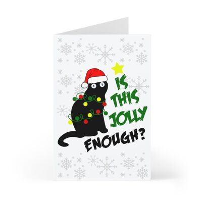 Merry Christmas card with cats, funny black cat Christmas card, greeting card from the cat - Card blank inside