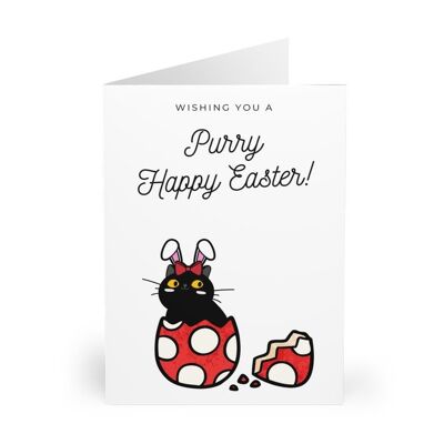 Happy Easter from the cat! Perfect greeting card for the cat lover! - Card blank inside (1197711199-0)