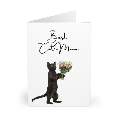 Mother's Day Card with black cats, Best cat Mum card - Card blank inside