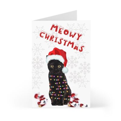 Christmas card with cats, funny black cat Christmas card, greeting card from the cat funny meowy christmas - Card blank inside