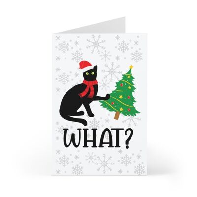 Christmas card with cats, funny black cat Christmas card, greeting card from the cat funny what black cat - Card blank inside