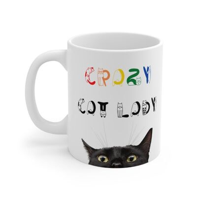 Crazy Cat lady Mug with black cat, perfect gift for the cat lover
