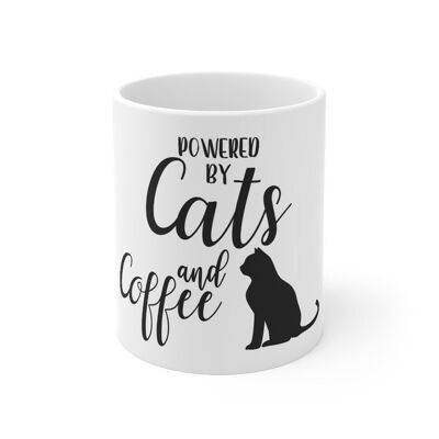 Powered by cats and coffee, Cat Mug, Cat Gifts, Cat Present, Cat Lovers Mugs, Birthday Gifts, Funny Gifts, Funny Mug
