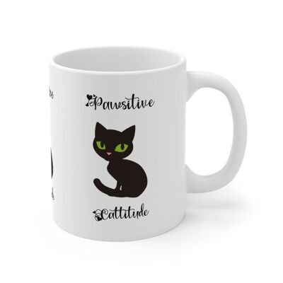Pawsitive Cattitude Black Cat Mug Positive Attitude