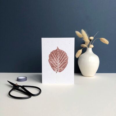 Plant Print Greeting card | Autumn hazel tree leaf print