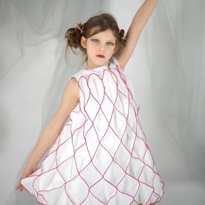 Honeycomb Dress - white/pink