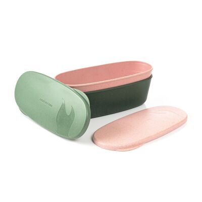 SnapBox oval BIO 2-pack sandygreen/dustypink