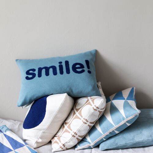 New! Smile pillow-cover blue