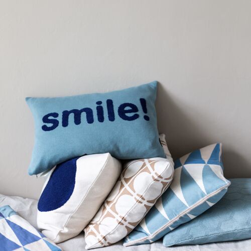 New! Smile pillow-cover blue, back in September