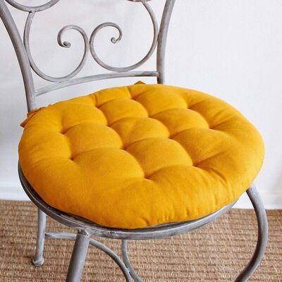 Round quilted pancake, Mustard Yellow, 38cm, 100% cotton, PANAMA Collection