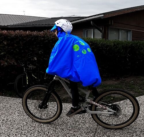 FULAP Jr, Protection pluie poncho cape vélo recyclé, enfant, Bleu