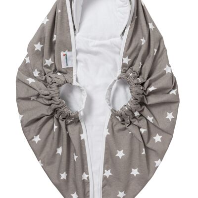 Babytragehilfe - Snugglebundl Baby Starlight, grau mit weißen Sternen