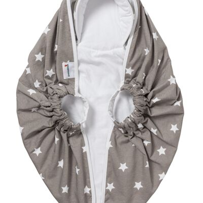 Babytragehilfe - Snugglebundl Baby Starlight, grau mit weißen Sternen