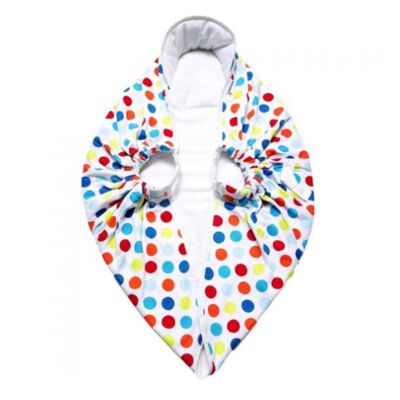 Mochila porta bebé - Snugglebundl Funky Spots, blanca con lunares de colores