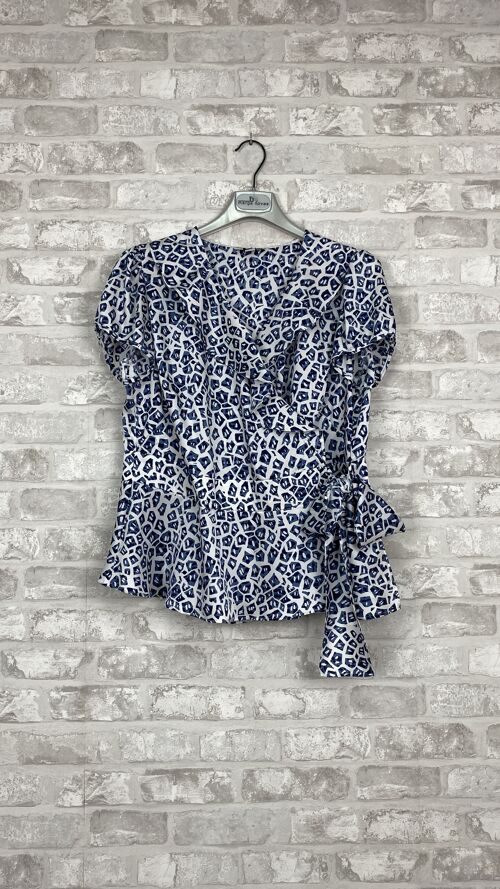 Blusa fluída estampada | AZUL