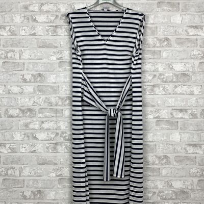 Striped midi dress with bow