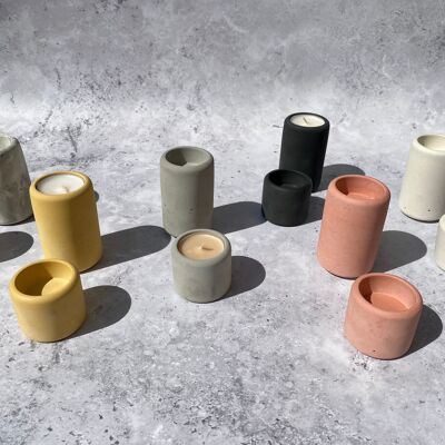 Pair of concrete tea light holders