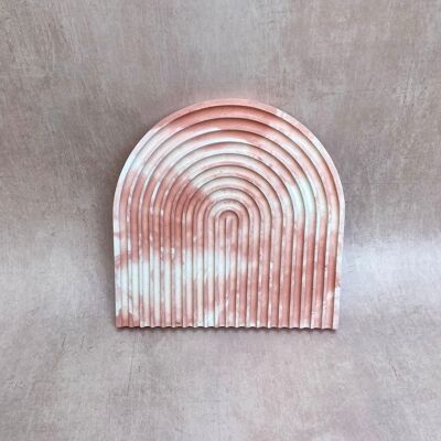 Concrete decorative arch tray - Marbled pink