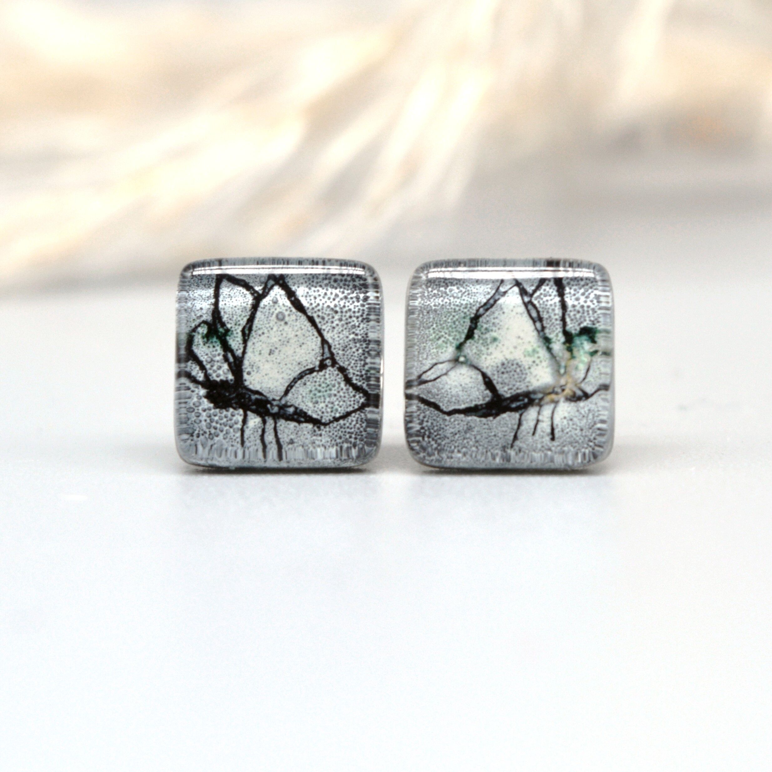 Glass butterfly earrings, sustainable jewelry