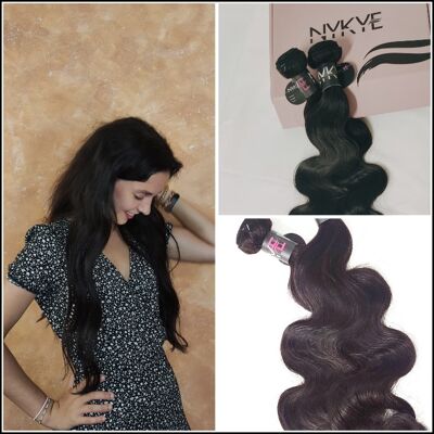 Extensions de rideaux | cheveux ondulés | Noir Naturel - 14"