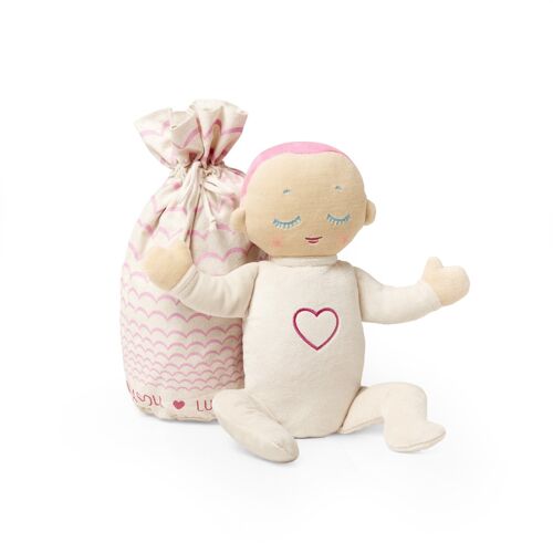 Einschlaf-Puppe mit Atemgeräusch und Herzschlag, rosa - Lulla doll Coral