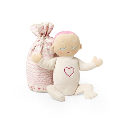 Bambola addormentata con suoni respiratori e battito cardiaco, rosa - Bambola Lulla Coral
