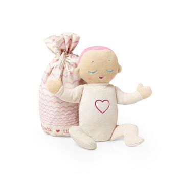 Poupée endormie avec bruits de respiration et battements de coeur, rose - Lulla doll Coral 1