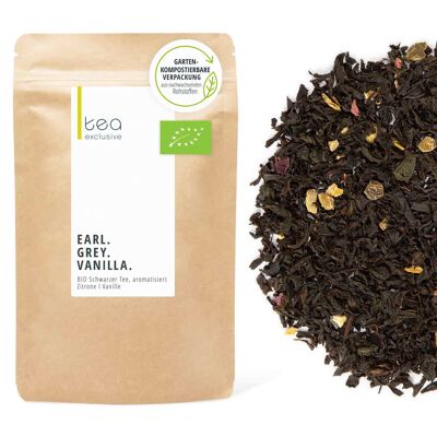Earl Grey Vanilla, tè nero biologico, busta da 100g
