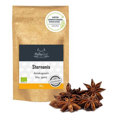 Star anise, anise capsules whole ORGANIC, 50g