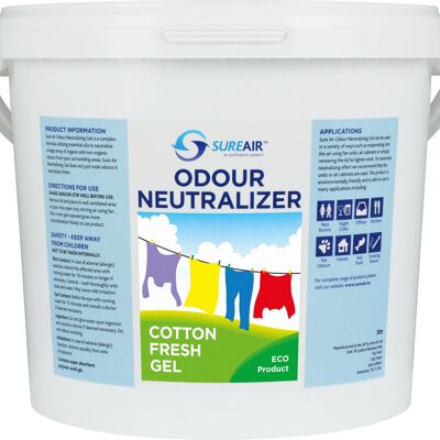 Sureair Odour Neutralising Gel Cotton Fresh 5 Litre No Chemicals All Natural Pet Safe offers a Permanent solution.Made in West Yorkshire