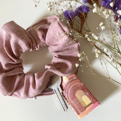 Recycelter Hanf + Bio-Baumwoll Scrunchie HOYA rosa mit Reißverschluss