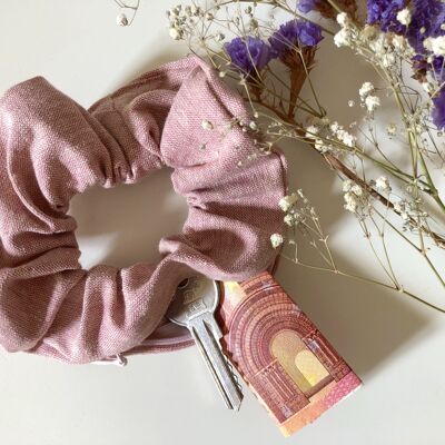 Recycled hemp + organic cotton scrunchie HOYA pink with zipper