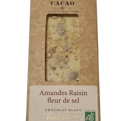 Chocolat blanc 35% Amandes raisins fleur de sel