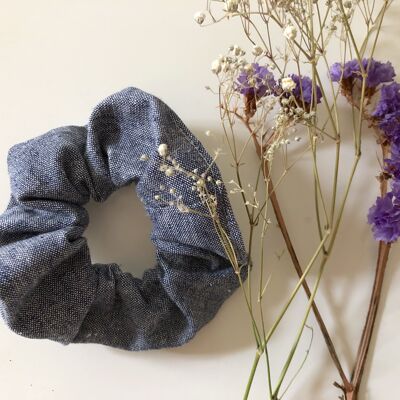 Recycled hemp + organic cotton scrunchie HOYA blue