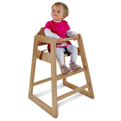 Children's high chair in light wood without tray
